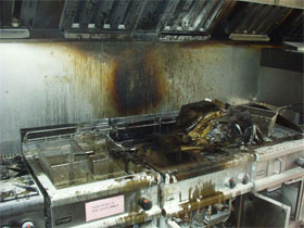 Restaurant fire in a deep fat fryer that injured one worker who didnt know what to do when confronted by the fire in 2009
